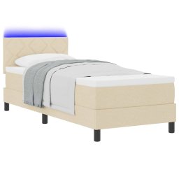vidaXL Boxspring bed met LED-stripverlichting Crème 80 x 200 cm Stof