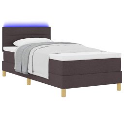 vidaXL LED Box Spring Bed met hoofdeinde Donkerbruin 80 x 200 cm Stof