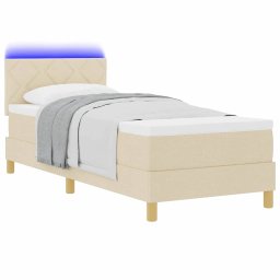 vidaXL LED Box Spring Bed met hoofdeinde Crème 80 x 200 cm Stof