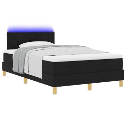 vidaXL LED Box Spring Bed met kussen Zwart 120 x 190 cm Stof