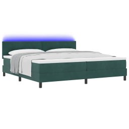 vidaXL LED Box Spring Bed Donkergroen 200 x 200 cm Fluweel