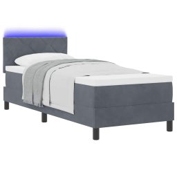 vidaXL LED Box Spring Bed Donkergrijs 80 x 200 cm Fluweel