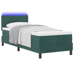 vidaXL LED Box Spring Bed Donkergroen 80 x 200 cm Fluweel