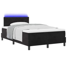 vidaXL LED Box Spring Bed met hoofdeinde Zwart 120 x 190 cm Fluweel
