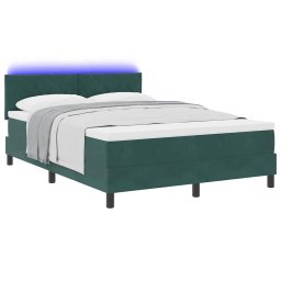 vidaXL LED Box Spring Bed Donkergroen 140 x 200 cm Fluweel
