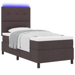 vidaXL Boxspring bed met hoofdeinde Donkerbruin 80 x 200 cm Stof