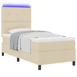 vidaXL Boxspring bed met LED-stripverlichting Crème 80 x 200 cm Stof