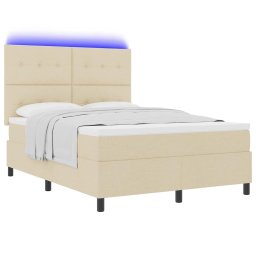 vidaXL Boxspring bed met LED-stripverlichting Crème 140 x 190 cm Stof