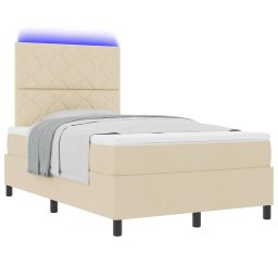 vidaXL Boxspring bed met LED-stripverlichting Crème 120 x 200 cm Stof