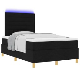 vidaXL LED Box Spring Bed met matras Zwart 120 x 200 cm Stof