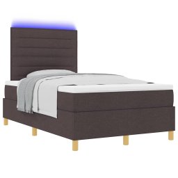 vidaXL LED Box Spring Bed met matras Donkerbruin 120 x 200 cm Stof