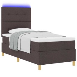 vidaXL LED Box Spring Bed met hoofdeinde Donkerbruin 80 x 200 cm Stof