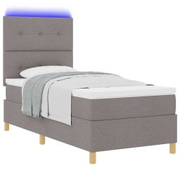 vidaXL LED Box Spring Bed met hoofdeinde Taupe 80 x 200 cm Stof