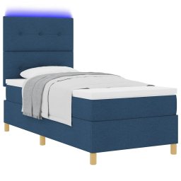 vidaXL LED Box Spring Bed met hoofdeinde Blauw 80 x 200 cm Stof