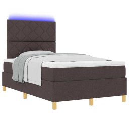 vidaXL LED Box Spring Bed met hoofdeinde Donkerbruin 120 x 200 cm Stof