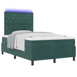 vidaXL LED Box Spring Bed met matras Donkergroen 120 x 190 cm Fluweel