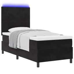 vidaXL LED Box Spring Bed met hoofdeinde Zwart 90 x 190 cm Fluweel