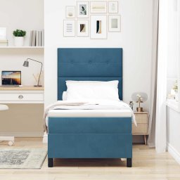 vidaXL LED Box Spring Bed Donkerblauw 100 x 200 cm Fluweel