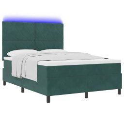 vidaXL LED Box Spring Bed Donkergroen 140 x 200 cm Fluweel