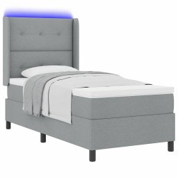 vidaXL LED Box Spring Bed met hoofdeinde Lichtgrijs 80 x 200 cm Stof