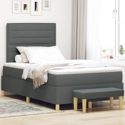 vidaXL Boxspring bed met hoofdeinde Donkergrijs 190 x 120 cm Stof