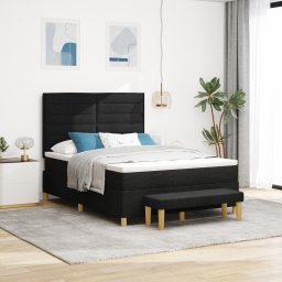 vidaXL Boxspring bed met hoofdeinde Zwart 190 x 140 cm Stof