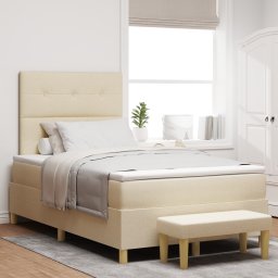 vidaXL Boxspring bed met hoofdeinde Crème 200 x 120 cm Stof