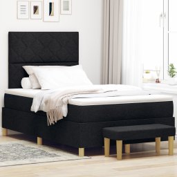 vidaXL Boxspring bed met hoofdeinde Zwart 190 x 120 cm Stof