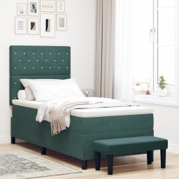 vidaXL Boxspring bed met kussen Donkergroen 200 x 100 cm Fluweel