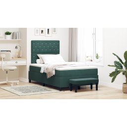 vidaXL Boxspring bed met hoofdeinde Donkergroen 190 x 120 cm Fluweel