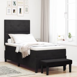 vidaXL Boxspring bed met kussen Zwart 190 x 90 cm Fluweel