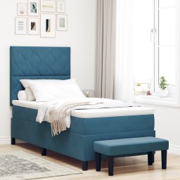 vidaXL Boxspring bed met hoofdeinde Donkerblauw 190 x 90 cm Fluweel