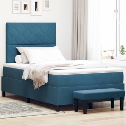 vidaXL Boxspring bed met hoofdeinde Donkerblauw 190 x 120 cm Fluweel