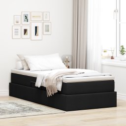 vidaXL Opslag bed met matras met matras Zwart 90 x 200 cm Polyester