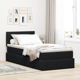 vidaXL Opslag bed met matras met hoofdeinde Zwart 100 x 200 cm Fluweel