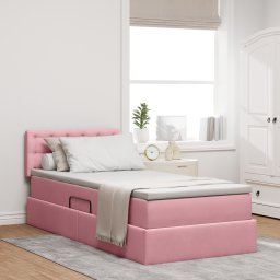 vidaXL Opslag bed met matras met hoofdeinde Roze 100 x 200 cm Fluweel