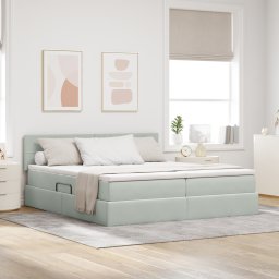 vidaXL Opslag bed met matras met hoofdeinde Lichtgrijs 100 x 200 cm