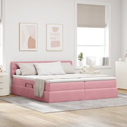 vidaXL Opslag bed met matras met hoofdeinde Roze 100 x 200 cm