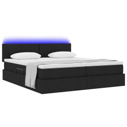 vidaXL LED Opslagbed met Matras Zwart 180 x 200 cm Stof