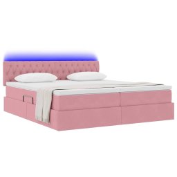vidaXL LED Opslagbed met Matras Roze 200 x 200 cm Fluweel