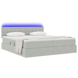 vidaXL LED Opslagbed met Matras Lichtgrijs 200 x 200 cm Fluweel