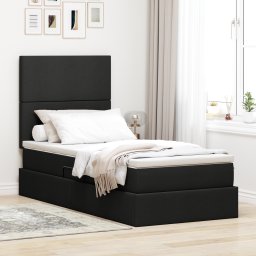 vidaXL Opslag bed met matras met hoofdeinde Zwart 90 x 200 cm Stof