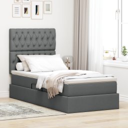 vidaXL Opslag bed met matras met opslag Donkergrijs 90 x 190 cm Stof