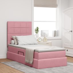 vidaXL Opslag bed met matras met hoofdeinde Roze 100 x 200 cm Fluweel
