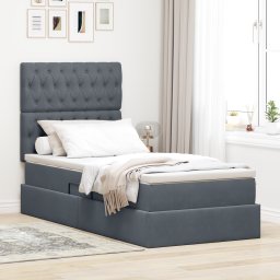 vidaXL Opslag bed met matras Donkergrijs 90 x 190 cm Fluweel
