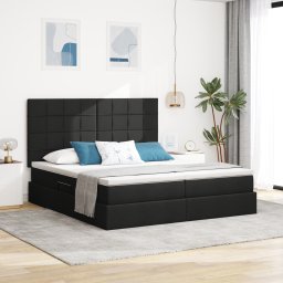 vidaXL Opslag bed met hoofdeinde met opslag Zwart 180 x 200 cm Stof