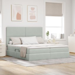 vidaXL Opslag bed met hoofdeinde Lichtgrijs 200 x 200 cm Fluweel