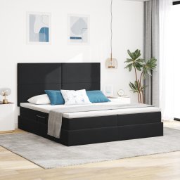 vidaXL Opslag bed met hoofdeinde met opslag Zwart 200 x 200 cm Fluweel