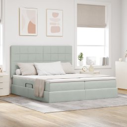 vidaXL Opslag bed met hoofdeinde Lichtgrijs 200 x 200 cm Fluweel