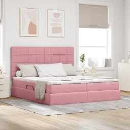 vidaXL Opslag bed met hoofdeinde met opslag Roze 200 x 200 cm Fluweel